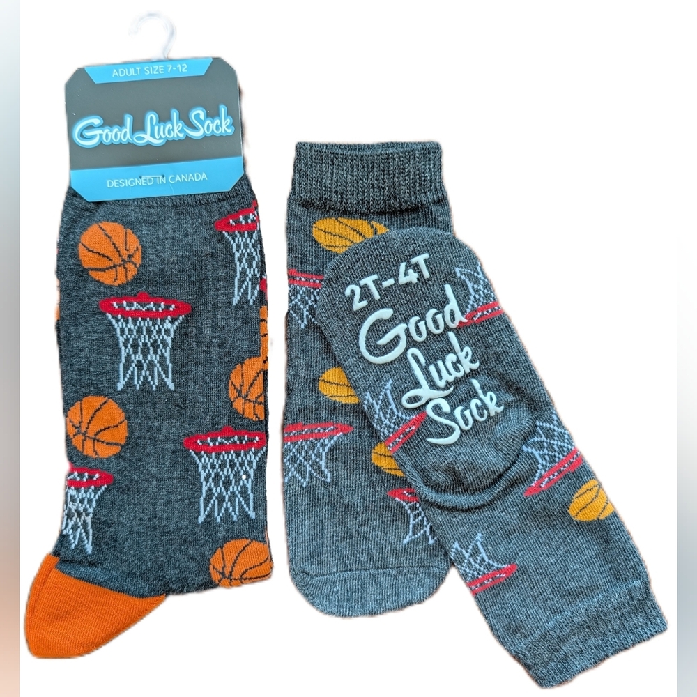 🇨🇦 Good Luck Sock Dad/Toddler Matching Basketball Design Socks